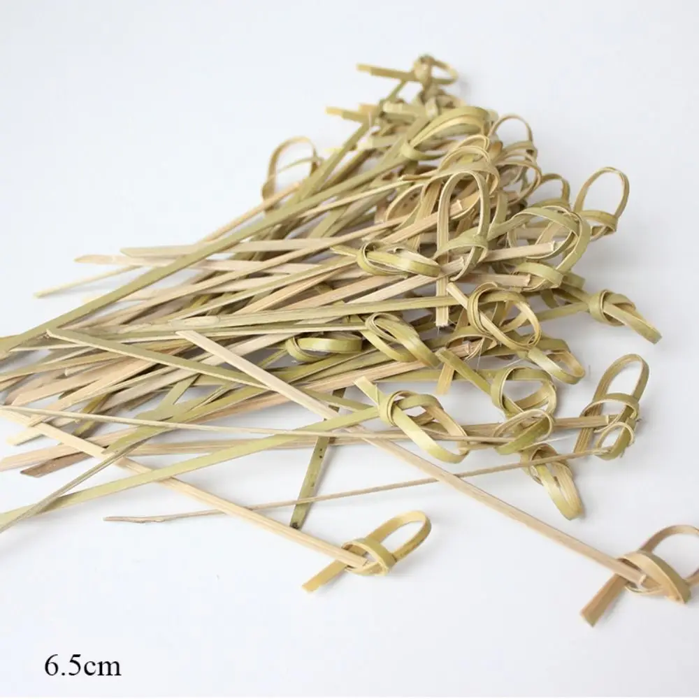 100pcs Household Party Decoration Bar Tool Fruit Forks Cocktail Picks Bamboo Knot Skewers Stick
