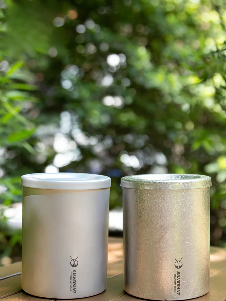 

Pure Titanium Double Layer Tea Pot Portable Outdoor Healthy Sterilized 80ml Qui Guest Cup for Cam Hiking Traveling