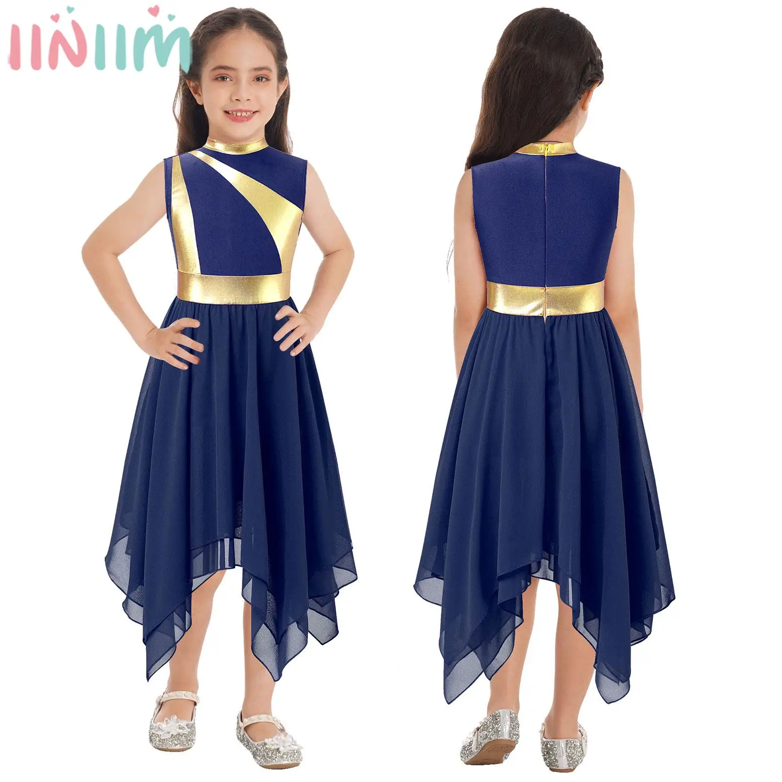 

Лирическое танцевальное платье без рукавов для девочек от 6 до 16 лет, костюм для церковного хора, поклонения, современный танцевальный вальс, одежда для бальных выступлений