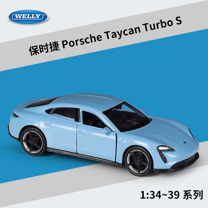 

WELLY 1:36 Porsche Taycan Turbo S, модель автомобиля из литого сплава с функцией отката, коллекционный подарок