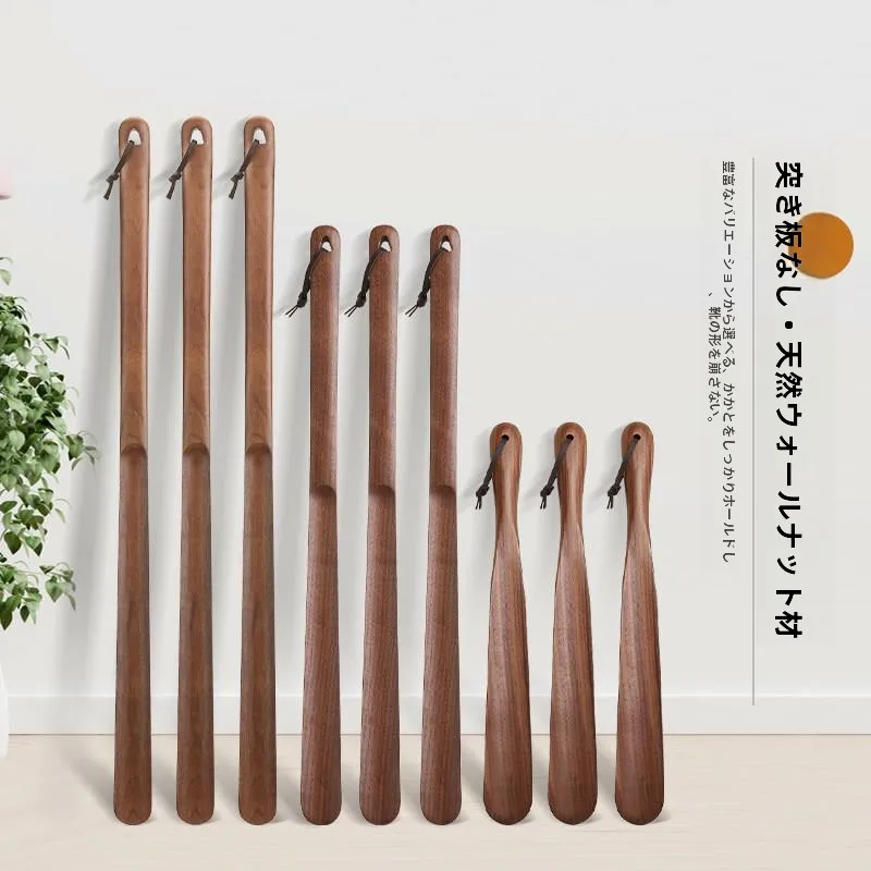 long-handle-walnut-shoe-horn-home-use-easy-way-to-put-on-and-take-off-shoes-comfortable-grip-shoe-duster-for-daily-use