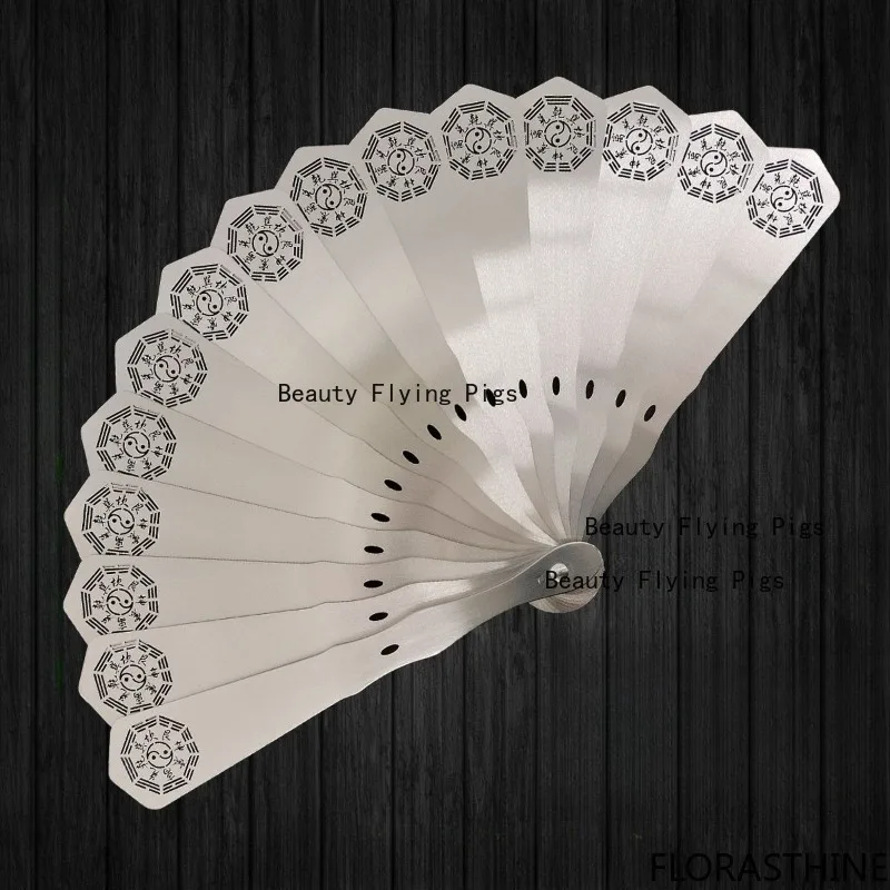 1pc Stainless Steel Fan Tai Chi Folding Fan Kung Fu Style Ancient Self Defense Performance Props Chinese Style