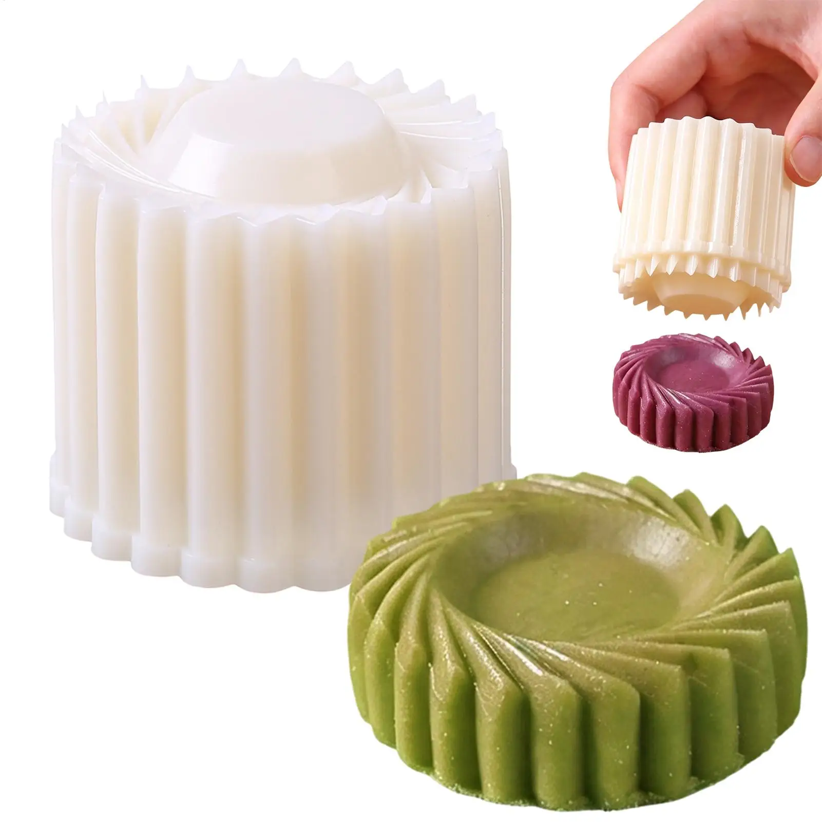 3D Flower Cookie Mold Grooved Cookie Mold Round Handmade Mooncake Mold Mini Cookie Cake Molds 3D Flower Pastry Molds
