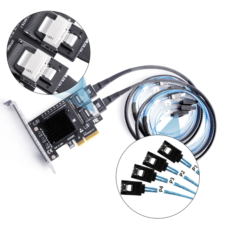 8 Port   SFF8087 PCIe   To Mini  Controller PCIe To SFF 8087 SFF-8087 Adapter Expansion ASM1166 Chip