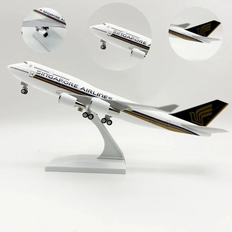 

Масштабная модель самолета B747 из смолы, 30 см, модель самолета Singapore Airlines, игрушка-самолет с колесами и подставкой, подарок для детей, коллекционная модель