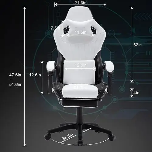 Gaming, Office Chair High Back Computer Leather Desk Chair Racing Executive Ergonomic Adjustable Chair with Headrest