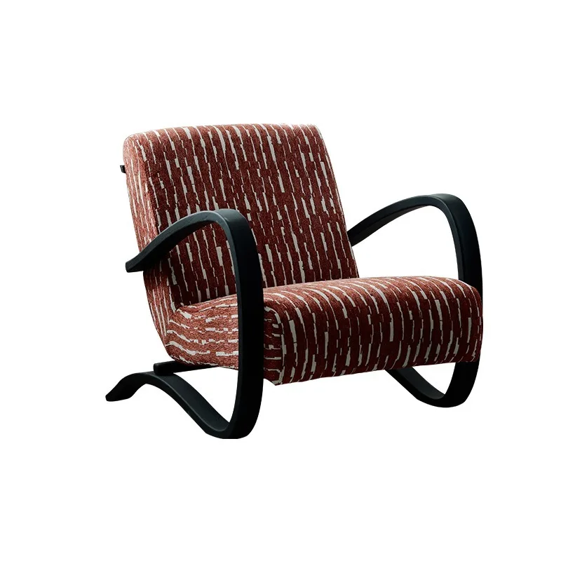 Leisure chair ash wood simple striped sofa chair living room bedroom fabric designer chair bed and breakfast sofa