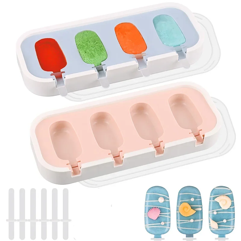 

Mini Popsicle Silicone Mold for Classic Homemade Ice Mold With 6pcs Sticks and Lid Stackable Popsicles Ice Cream Mould Ice cup