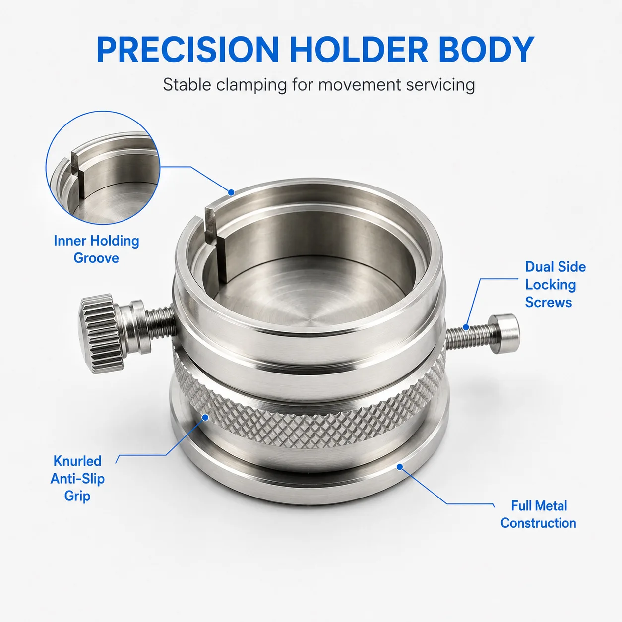 New Precision 7 IN 1 Steel Watch Movement Holder Interchangeable Rings Watchmaker Repair Fixing Base Pro Watch Movement Tool