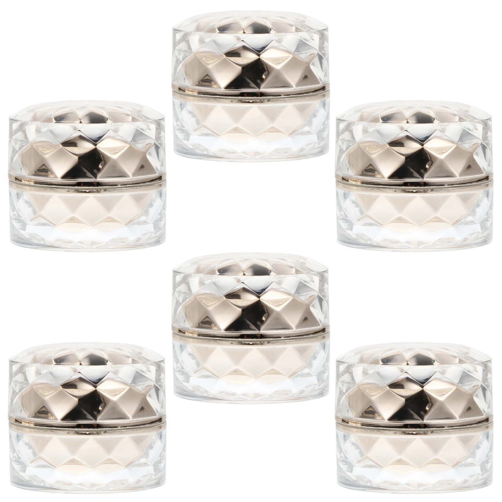 Conteneurs de voyage en acrylique, 6 pièces, Mini petits pots en plastique, boîtes de rangement d'échantillon de crème rechargeables, baume facial anti-fuite