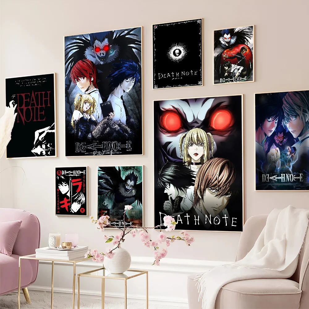 Anime Death Note DN L Whitepaper Poster Waterproof Paper Sticker Coffee House Bar Aesthetic Art Wall Painting