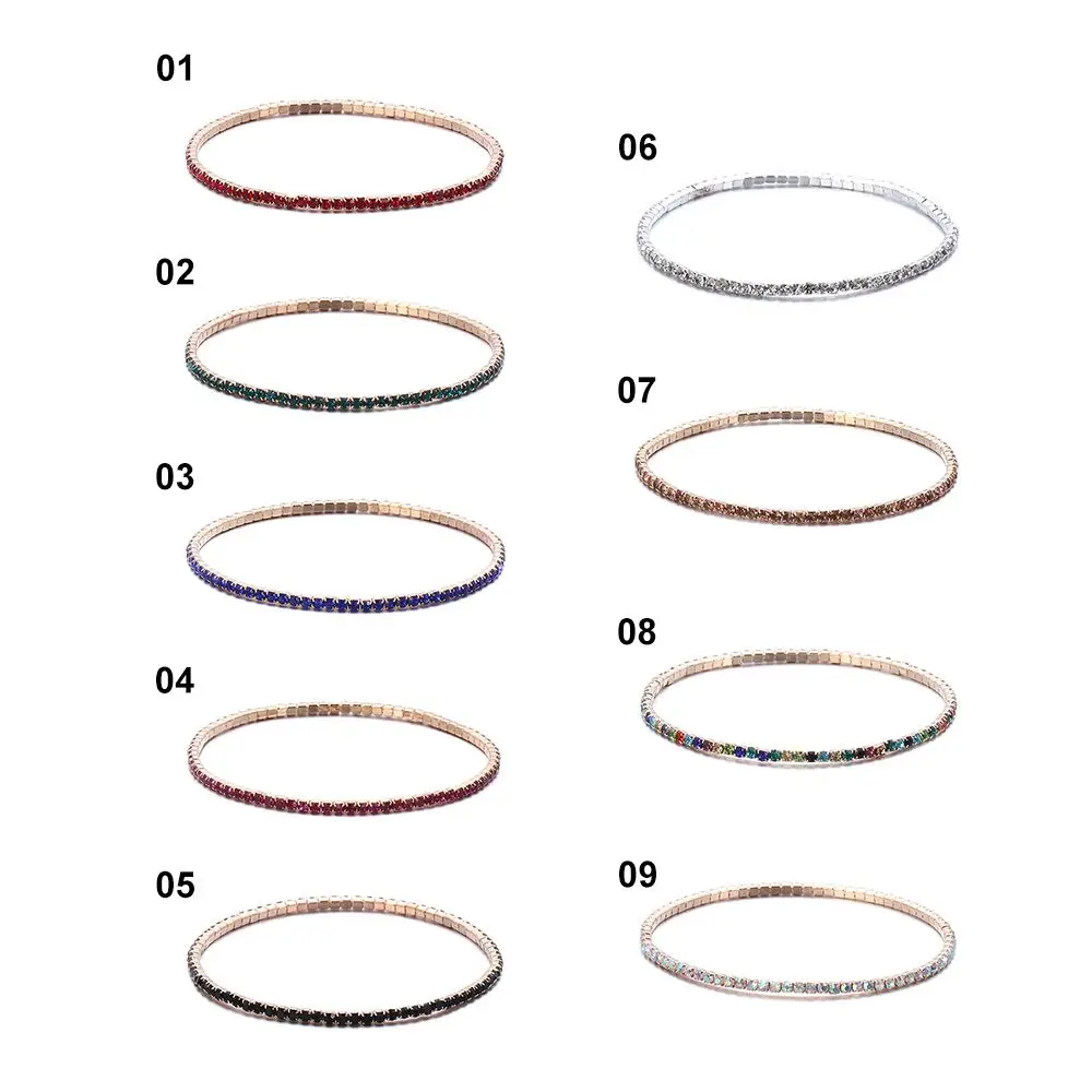 Ladies Shiny Crystal Bracelet Elastic Rhinestone Bracelet Women Wristband Bangles Fashion Jewelry Gifts