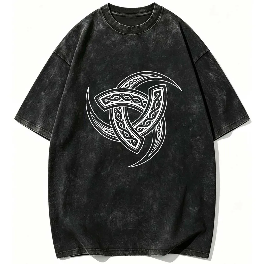 CLOOCL Retro Style Celtic Knot Design Pattern Printed T-Shirts Vintage Distressed Shirts Summer Tees Casual Tops Mens Clothing