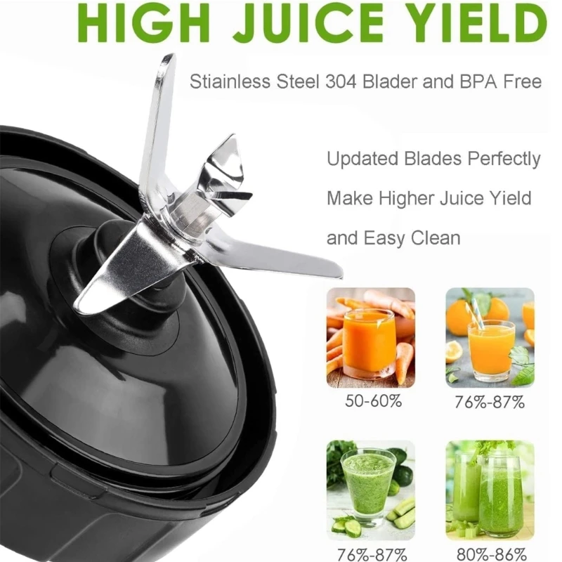 ถ้วยปั่นขนาด 24 ออนซ์และใบมีด 7 ครีบสำหรับ Ninja BN401, BN400, BN801, BN800, ถ้วยทดแทนพร้อมจิบและฝาปิดซีล 918D