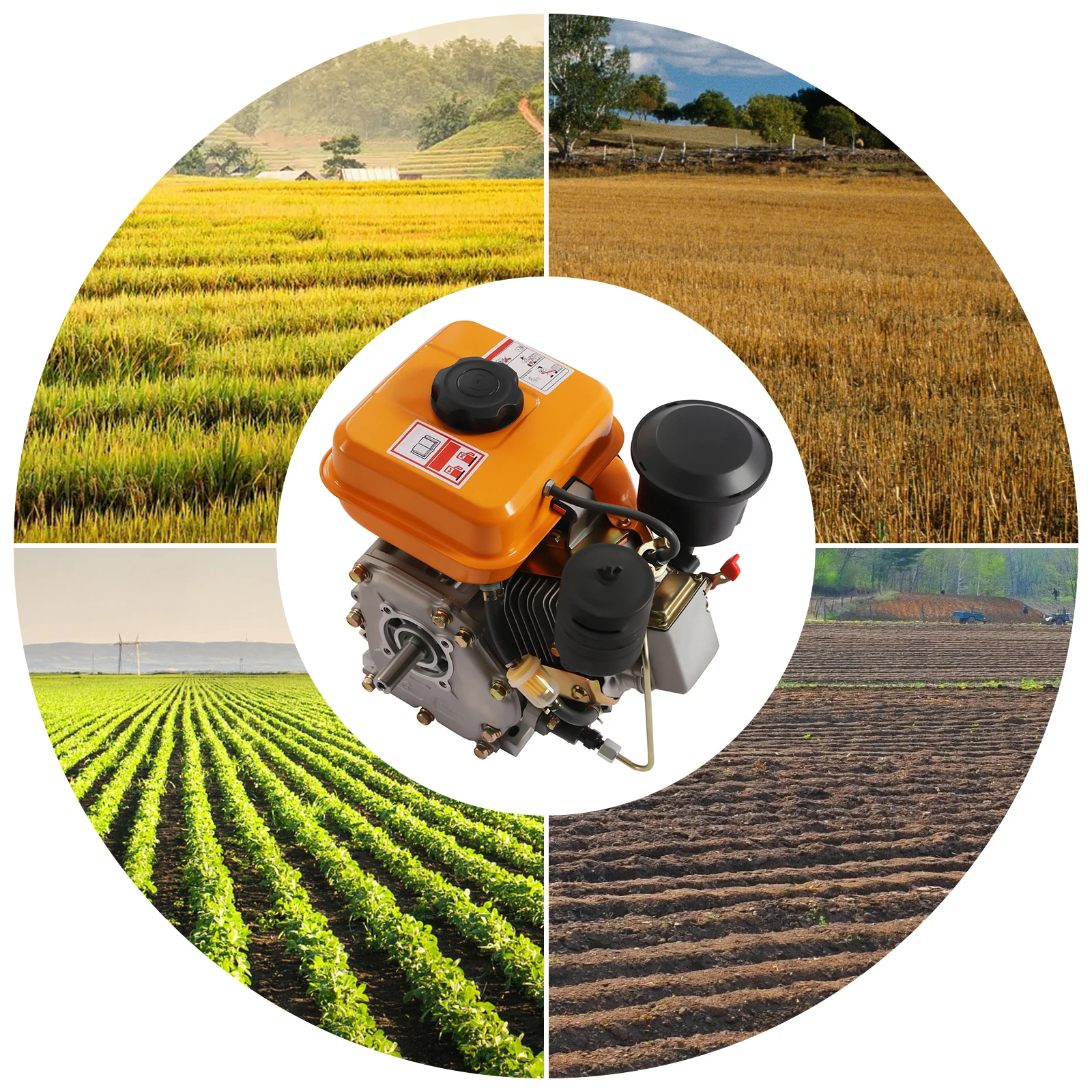 4 Stroke 196 CC Diesel Engine Single Cylinder Oblique Horizontal Engine Hand Recoil  For Small Agricultural Machinery Light