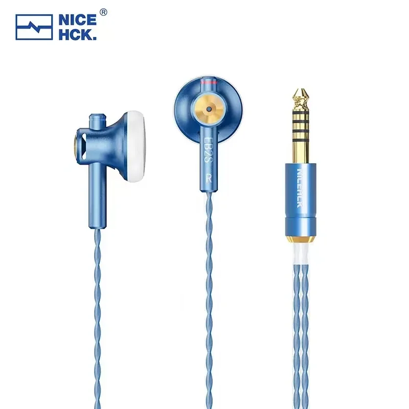 NiceHCK EB2S PRO 3.5/4.4mm Plug Microphone Flat-Head Earbud HIFI Wired Earphone 15.4mm LCP Diaphragm Dynamic Music Vocal Headset