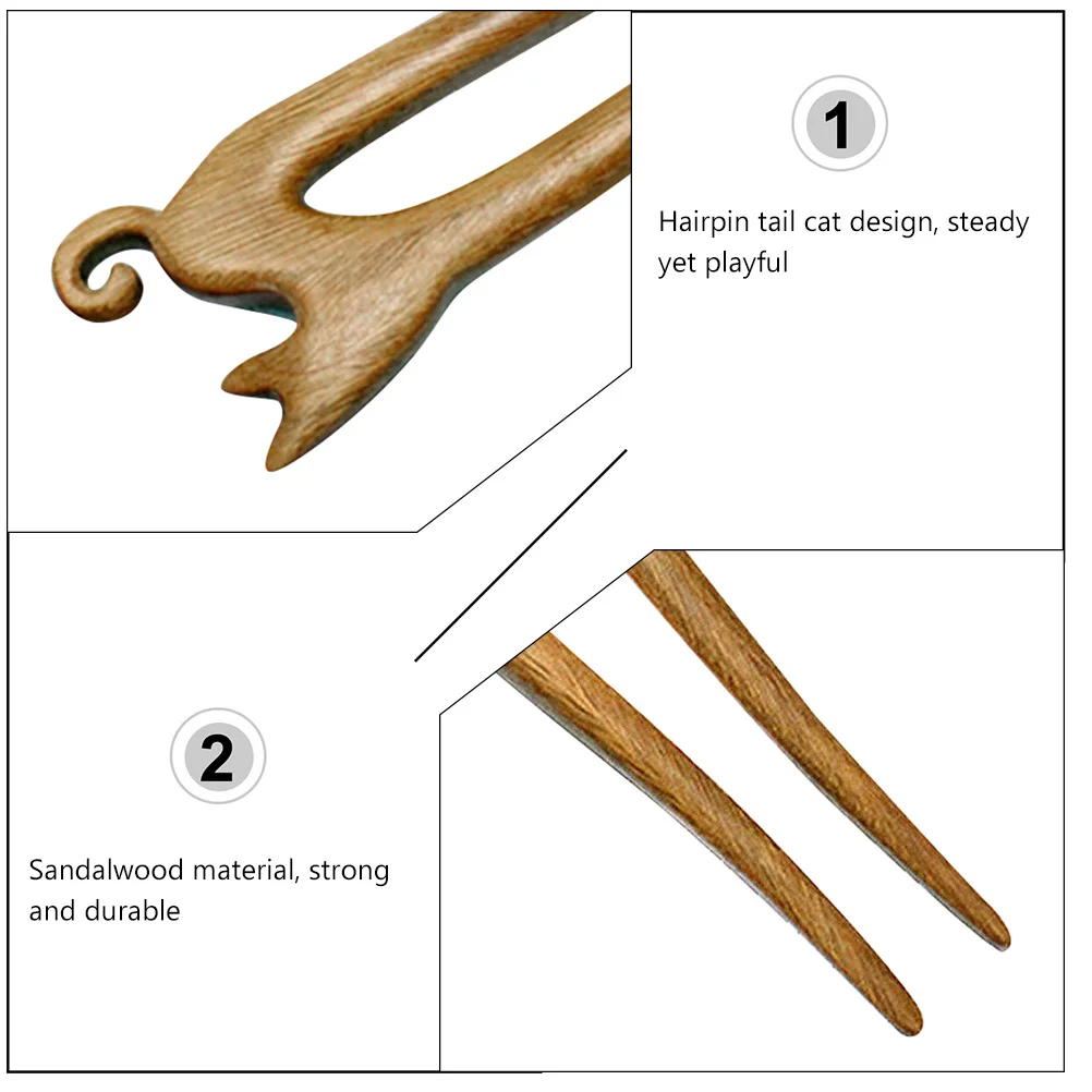 Horquilla de gato para mujer, palillo chino de madera, palillos de horquilla francesa, Clips largos de garra, decoración japonesa