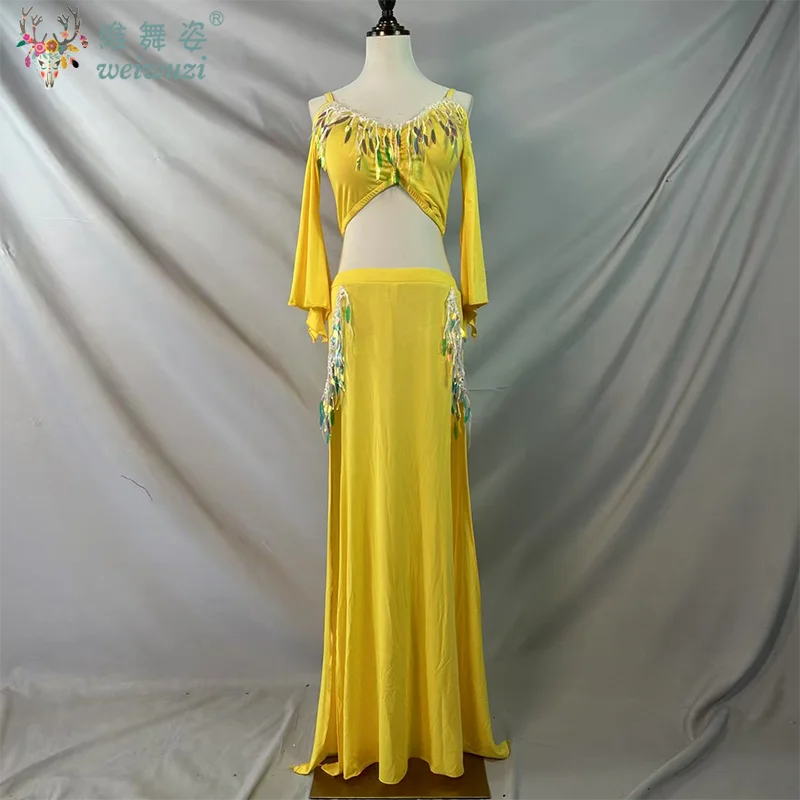 Belly Dance Costume for Women's Customized Senior Sequin Tassel Set Adult and Children's Practice Clothes Team Training Clothing
