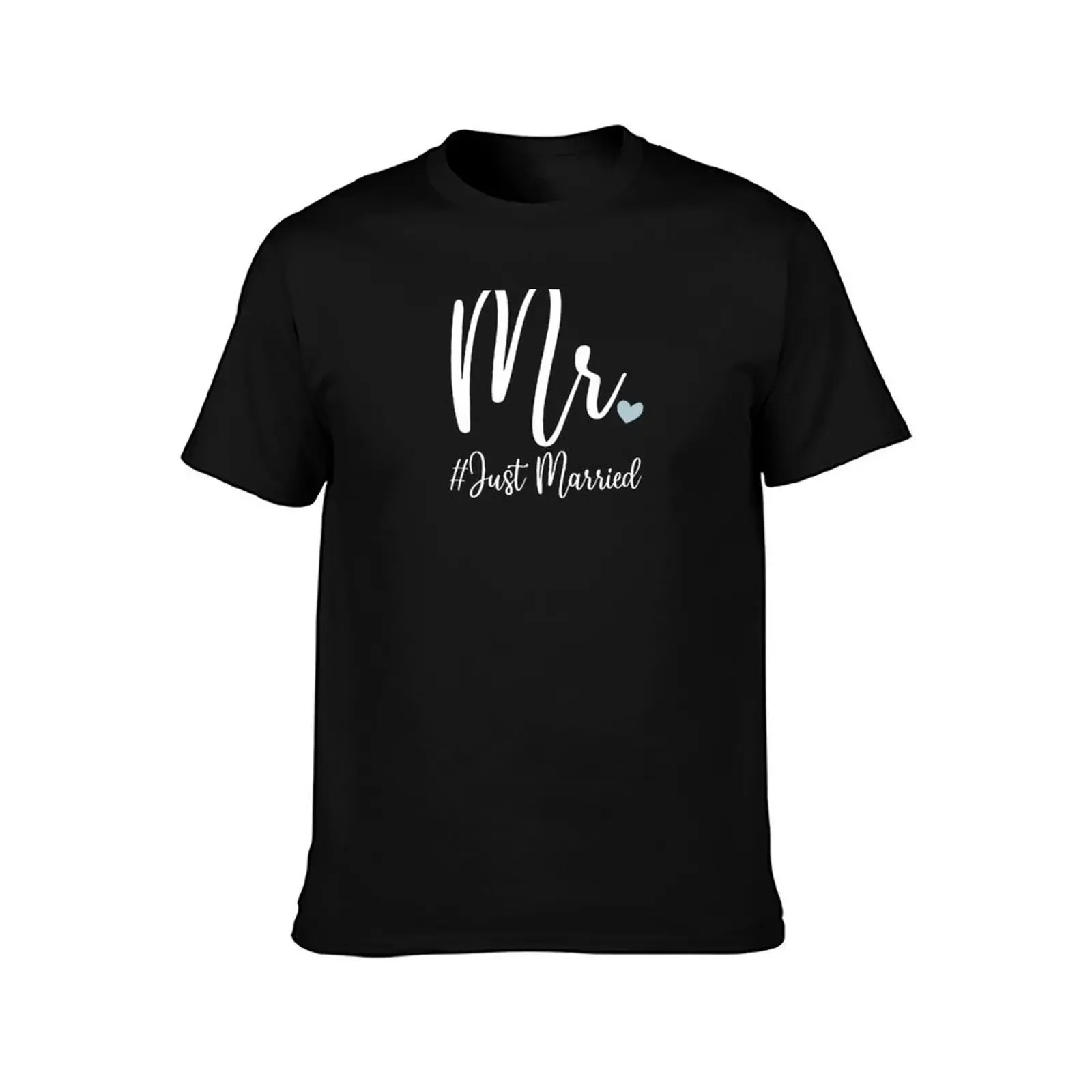 Mr Just Married Mrs Mr Wedding Newlywed Matching Couple Gift Idea Also avaible with black lettering T-Shirt