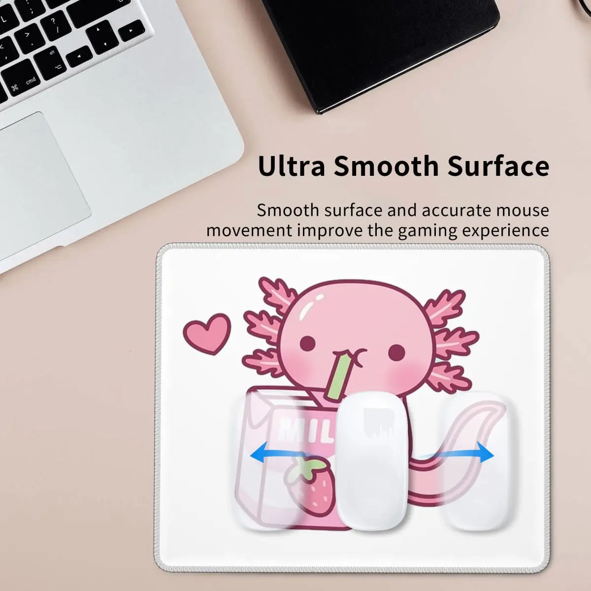 

Cute Axolotl Loves Strawberry Milk Doodle Mouse Pad Computer Keyboard Mouse Mat Gamer PC Desk Mat Office Accessories Table Mats
