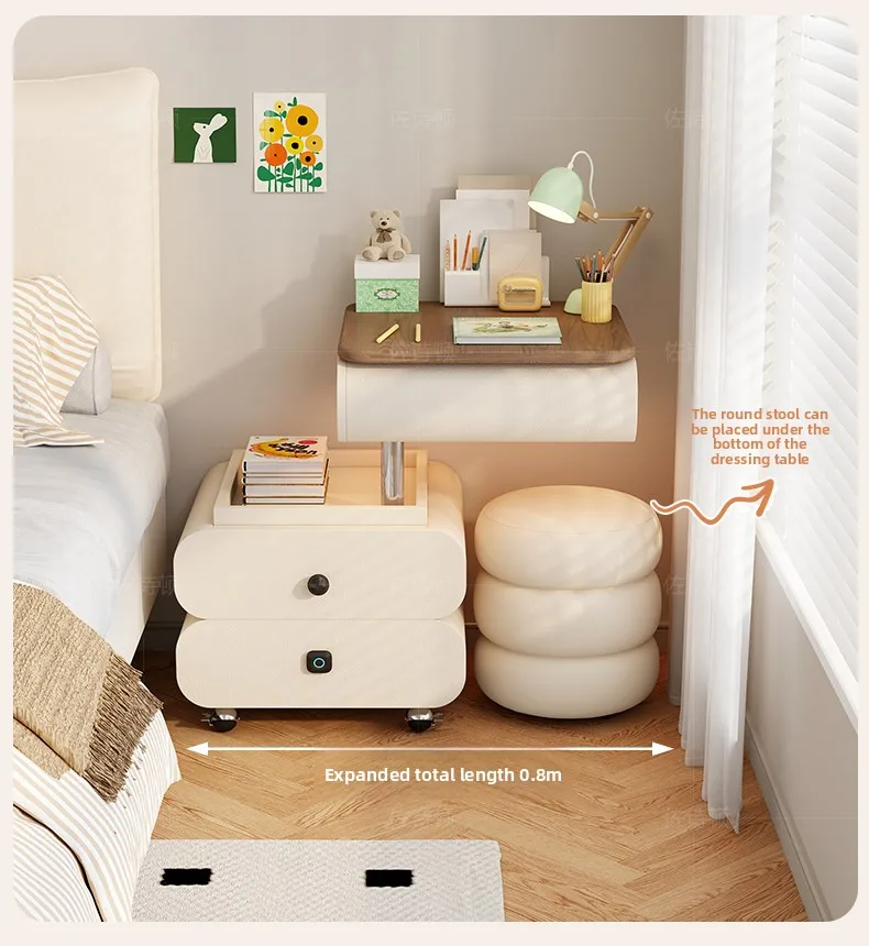 HJ new modern cream style household rotatable desk dresser two-in-one corner makeup table