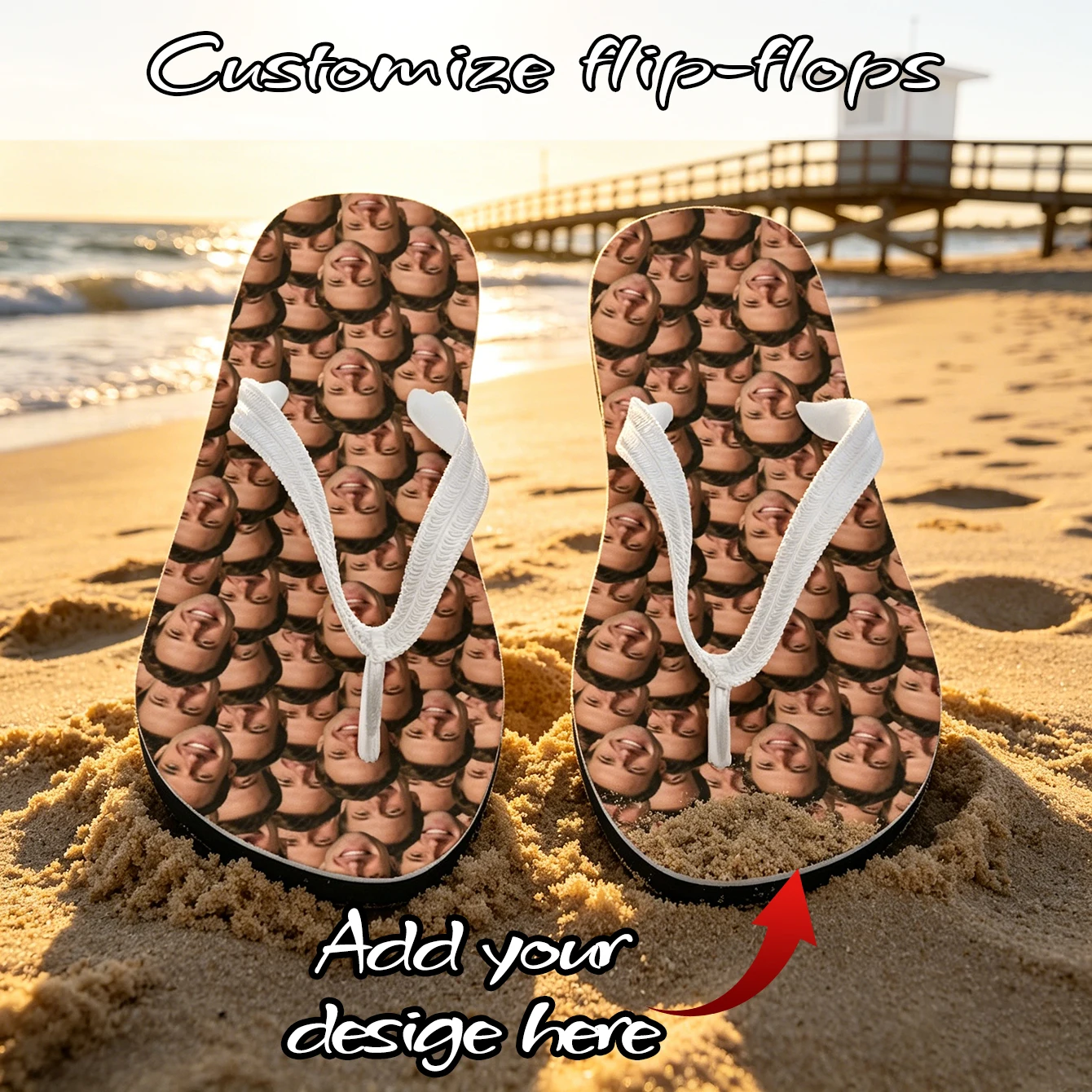 Customized Fun Men's and Women's Flip Flops Gifts, Photo Flip Flops Gifts, Brides, Wedding Gifts