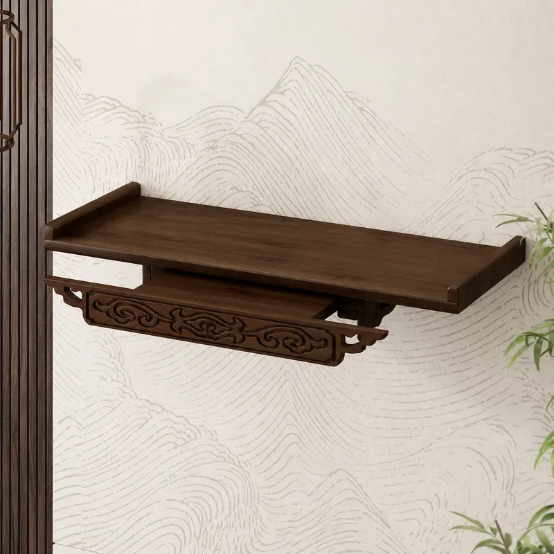 Wall Mounted Small Shrine Offering Platform for Guanyin Buddha Statue Household Bracket Incense Burner Rack