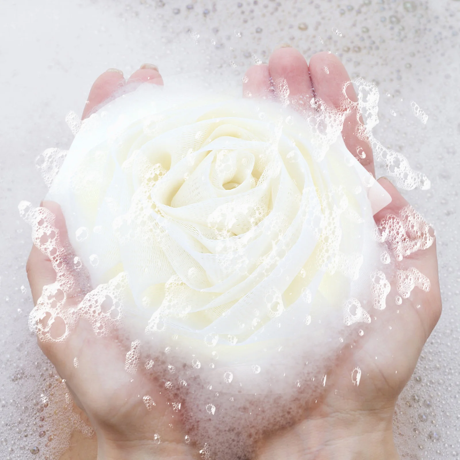 

2 pcs Rose Flower Bath Ball Mesh Sponge Exfoliating Shower Scrubber Fast Drying Bacteria Resistant Soft Touch With Hanging Rope