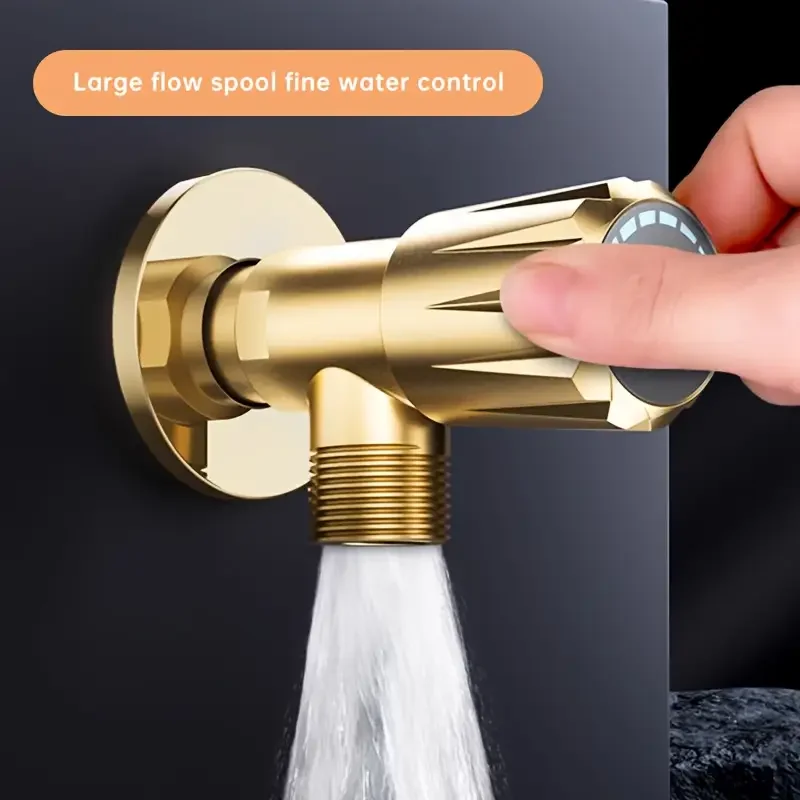 Brass Triangle Valve for High Flow, Leak-Free and Durable - Supports Hot and Cold Water Outlet, G1/2 Connection Portr