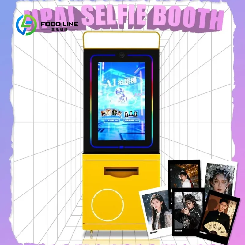 Customized Commercial AI Photo Booth, Touchscreen Selfie Kiosk with Payment Software for Mall, Party & Event Business