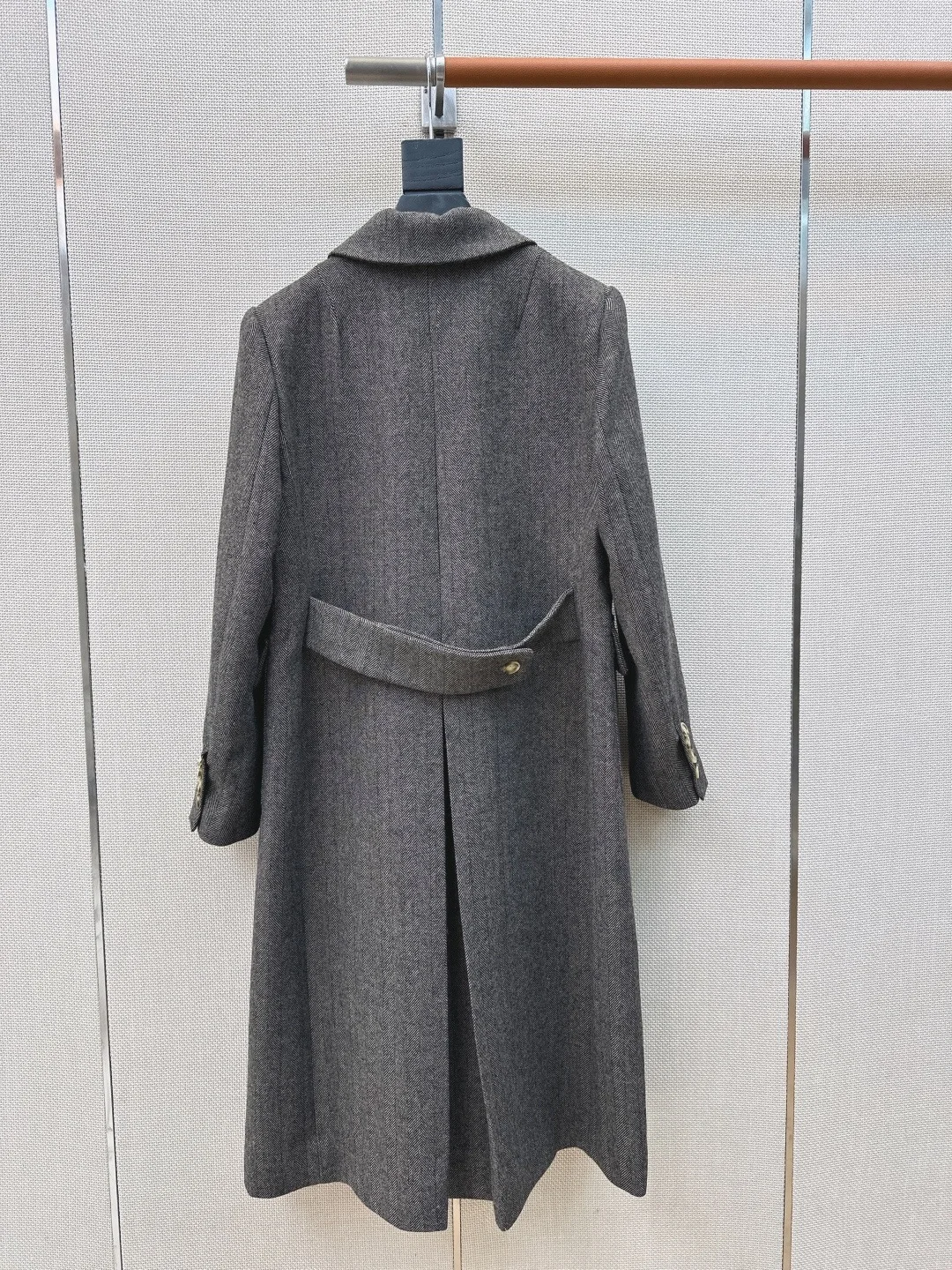 Women Herringbone Long Wool Coat Early Spring New, Custom Wool Fabric Elegant Outerwear