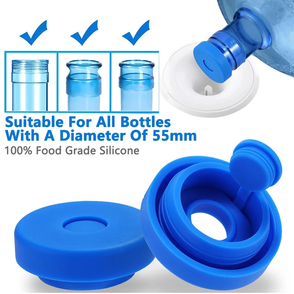 Silicone 3 5 Gallon Water Jug Cap Lid Spill Resistant Reusable Replacement Cap Fits 55mm Bottle