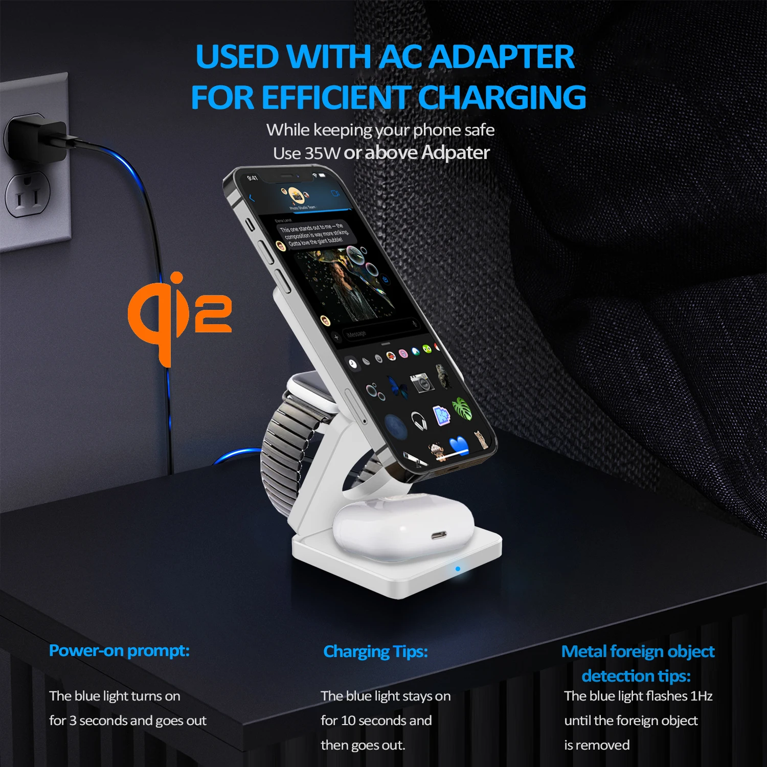 Qi 3 in 1 무선 충전 스탠드, 접이식 마그네틱 - Watches Smartwatch Samsung 리뷰 및 가격