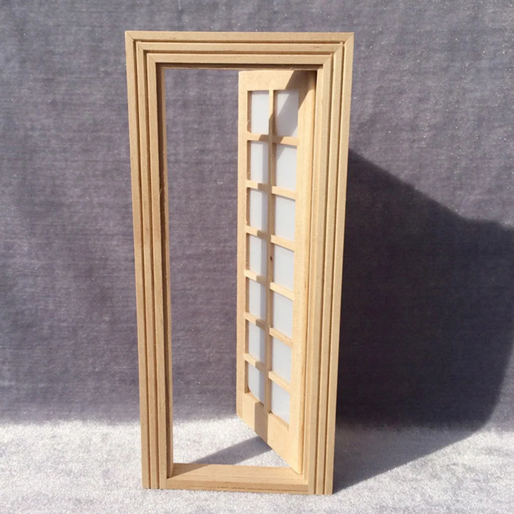

1Pcs Miniature Lattice Door Handmade Wood Craft for Dollhouse Decoration DIY Home Garden Scene Wooden Door Decor Accessory
