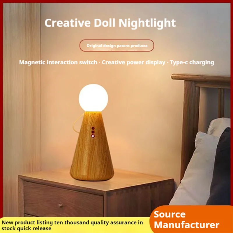 

Led Lamp Creative Doll Night Light New Warm Light Sleep Companion Artifact Magnetic Absorption Power Mobile Charging Atmosphere