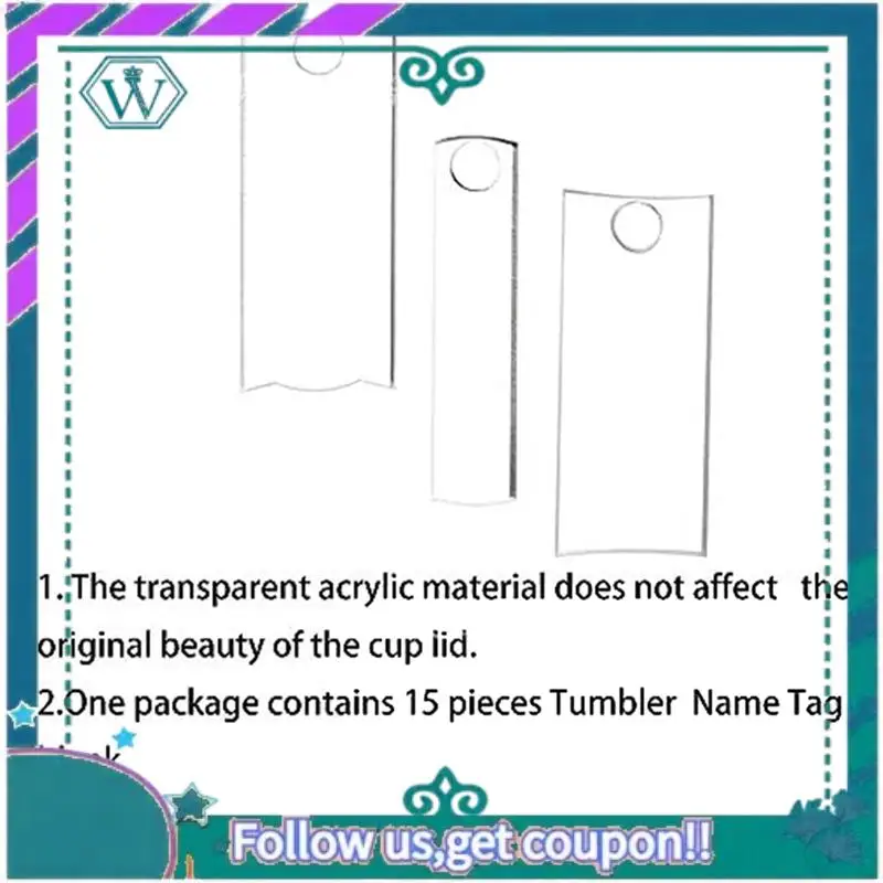 

Upgraded 15Pcs Name Plate Compatible For Stanley 40 Oz Cups Blank Name Tag Acrylic Nameplate Tumbler Lid Topper For Bottle