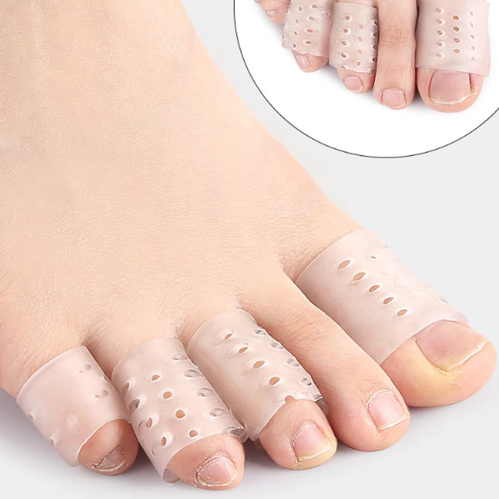 2 Pcs Toe Protector Transparent Silicone Toe Sleeves Breathable Toe Tubes for Bunion Corns Hammer Toe Blisters Calluses