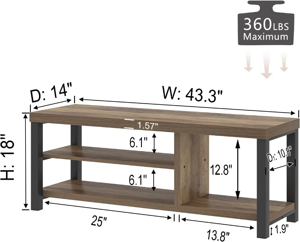 43.3 Inch Wood and Metal Shoe Bench Shoe Storage with Seating