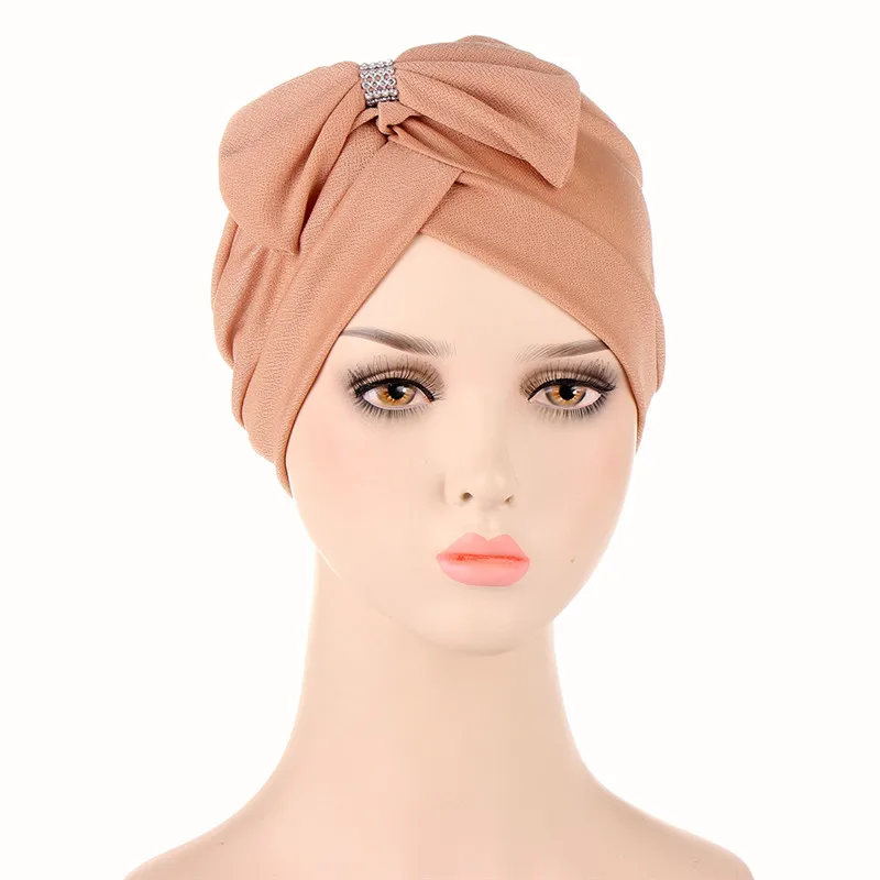 2024 Popular Hair Accessories Bowknot Women Turban Hats  India Hat Turban Hats Muslim Inner Hijabs Hats Bonnet Islamic Beanies