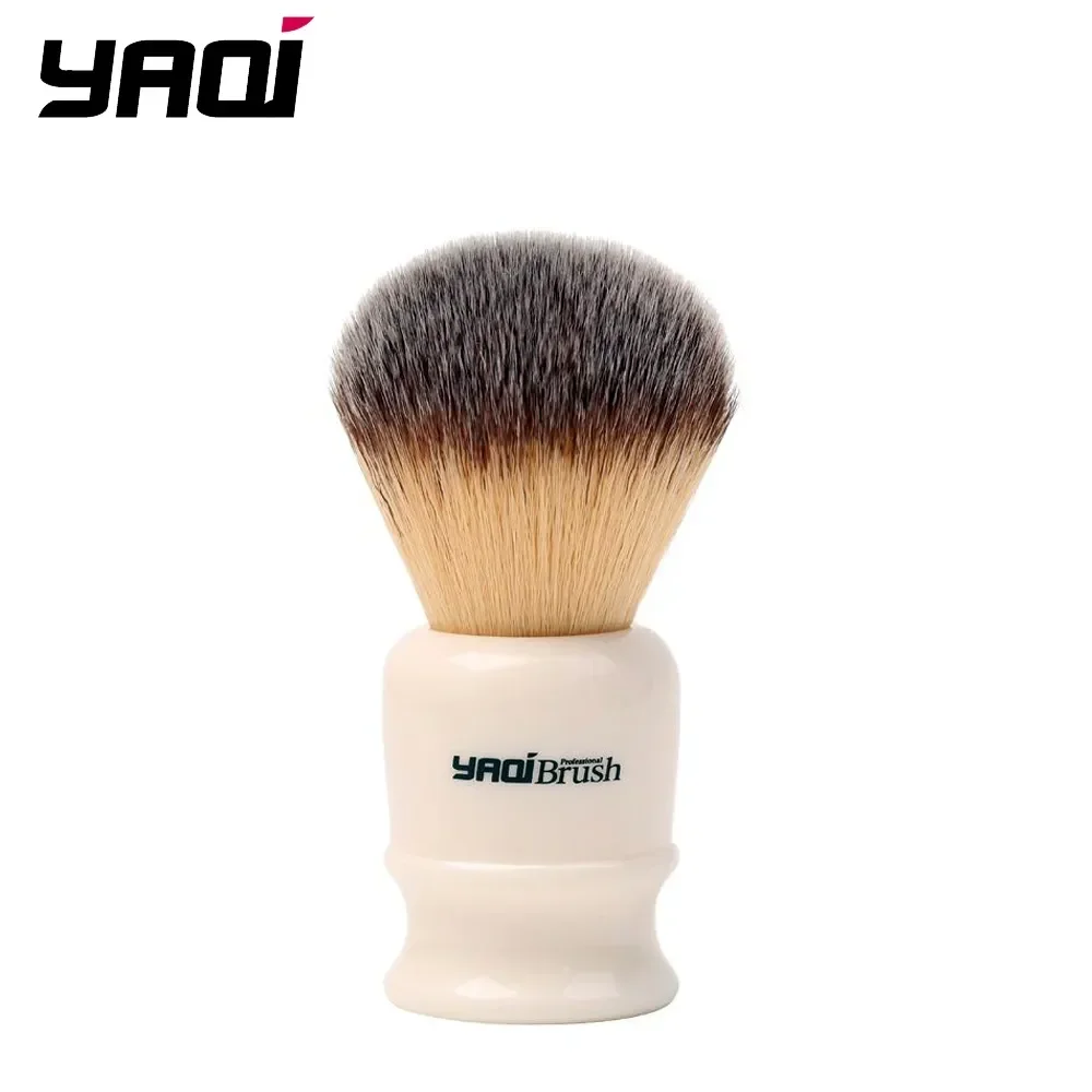 YAQI 22mm White Handle Yellow Synthetic Hair Knot Men Wet Shaving Brush