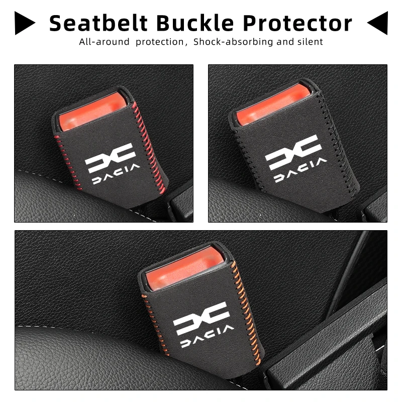 Leather Car Seat Belt Clip Protector Seatbelt Buckle Plug Cover For Dacia Duster Logan Sandero Lodgy Dokker Sandero Stepway 2024