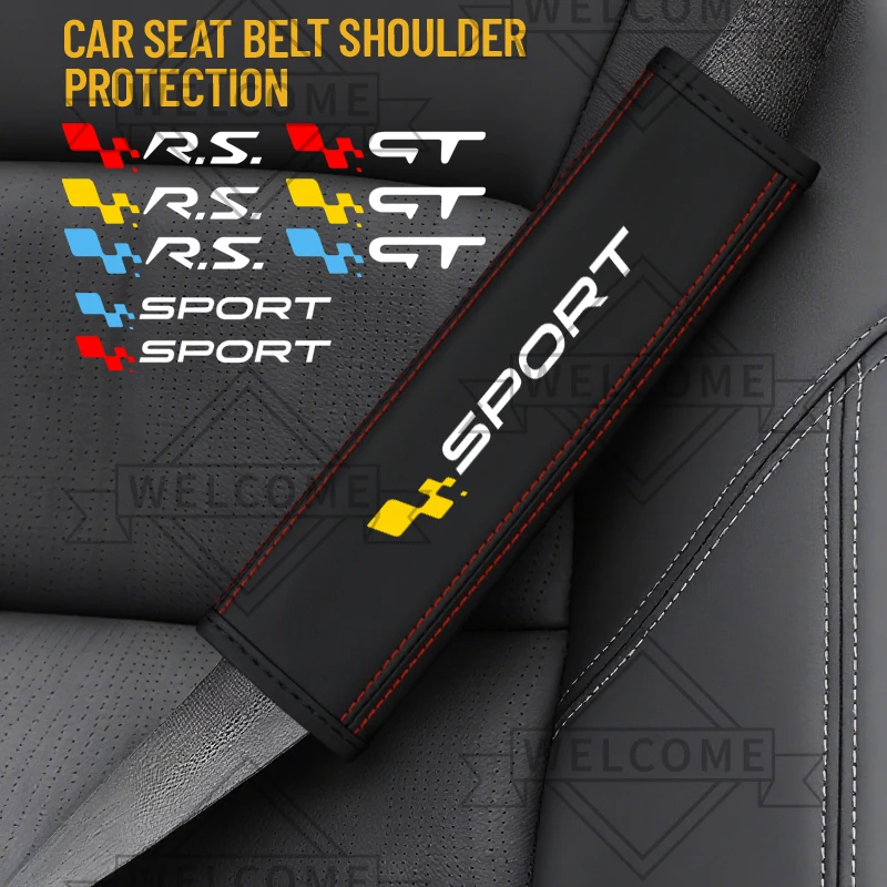 2 шт. кожаных накладок на ремни безопасности для автомобилей RS GT Sport, Twingo, Kangoo, Clio, Duster, Rafale, Kadjar.