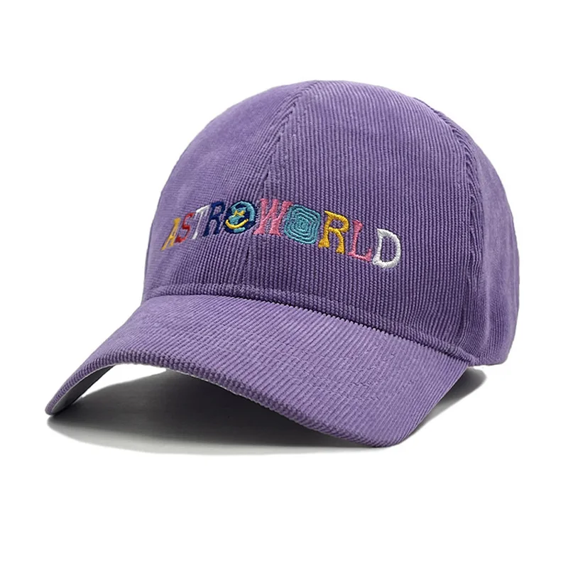 Wiosna jesień sztruks czapki baseballowe mężczyźni kobiety Vintage ASTROWORLD litera haftowana czapka Unisex regulowana bejsbolówka czapki hip-hopowe