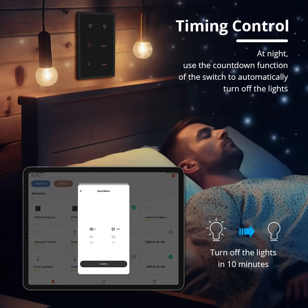 Yagusmart Zigbee Smart 4 Gang Light Switch 2 Gang Scene Switch Tuya Smart Life APP Remote Control Google Home Black Switch