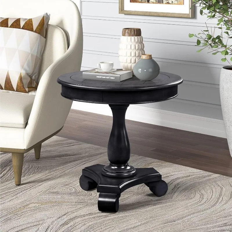 

Small Round End Table for Living Room and Bed Room, Accent Wooden Pedestal Side Coffee Nightstand Table for Foyer Office Small