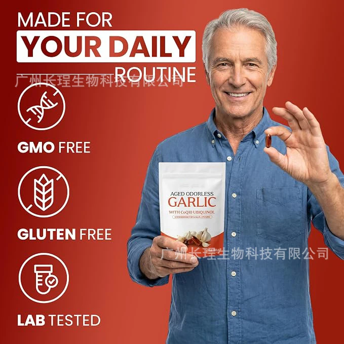 Aged Odorless Garlic Softgels, Fermented Garlic Extract with CoQ10 Ubiquinol, Standardized for S-Allyl Cysteine, 60 Count
