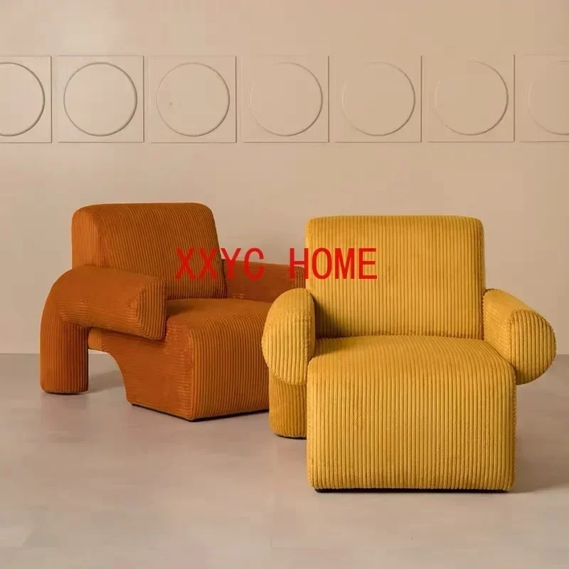 

Scandinavian Light Luxury Single Sofa Small Household Designers Creative Living Room Balcony Lazy Net Red Lamb's Wool Sofa