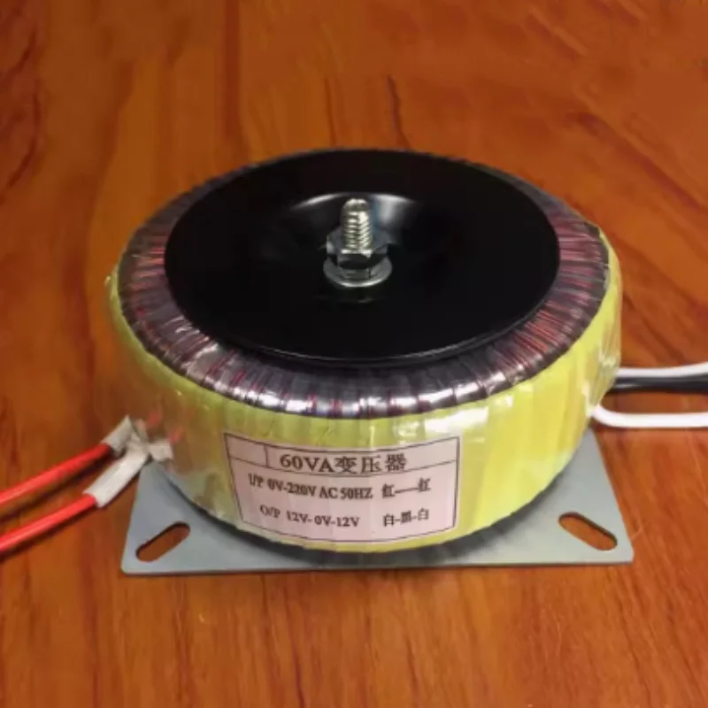 Transformador de anillo 60VA, entrada: 230V, salida: 12V-0-12V, transformador Toroidal 2.5A 60W