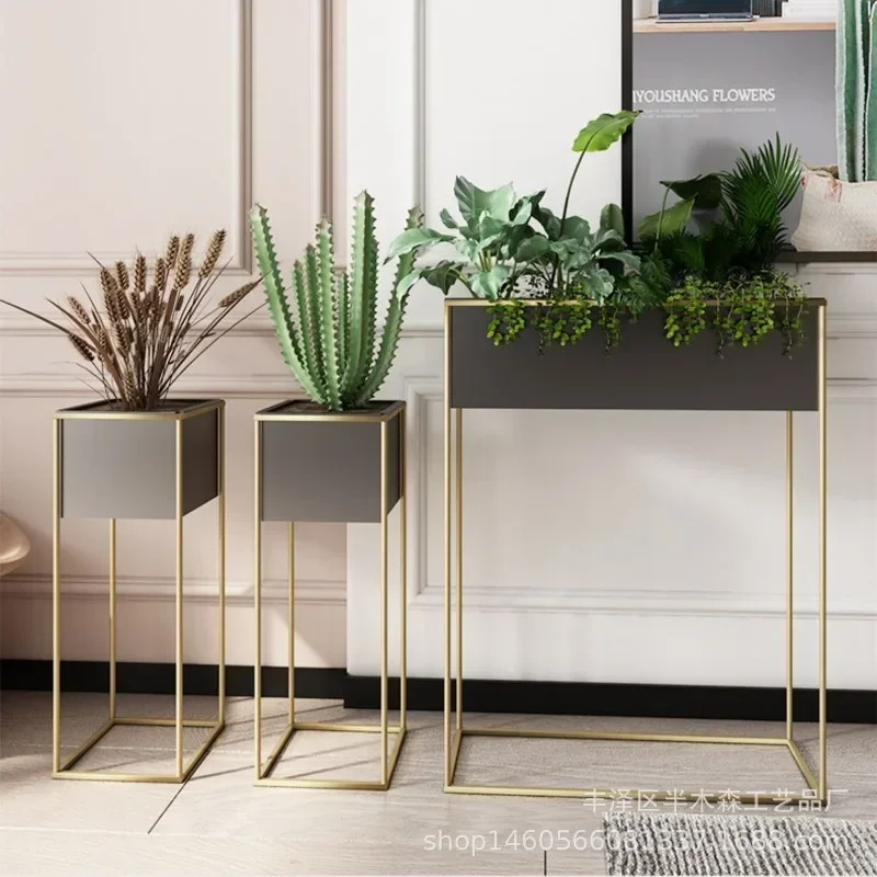 Iron creative light luxury indoor living room simple floor-to-ceiling plant overhead flowers