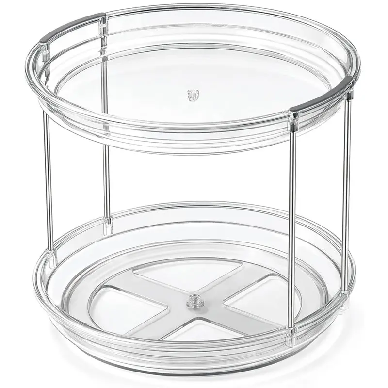 A84X-360° Rotating 2-Tier Clear Makeup Organizer